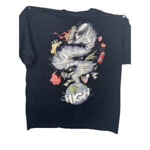 HIGH Co Tornado Mens Graphic Tee, 100% Cotton, Casual Summer Wear NWOT Black XL